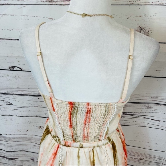 LULU’S i .madeline Cream Green Orange Pleat Dress - Picture 9 of 10